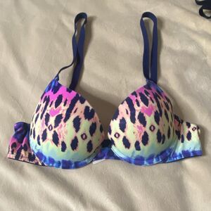 PINK Push Up Underwire Bra 34A Multicolor Leopard Animal Print Adjustable